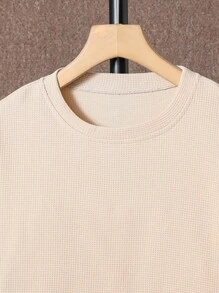 SHEIN cậu bé mười hai Chi tiết Patched thư Tee 2 trong1 & Quần short - Màu Khaki - Xem 4