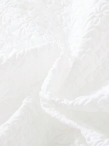 SHEIN Đầm Gái Túi Tương phản ràng buộc Nút phía trước màu trơn Giải trí - trắng - Xem 4