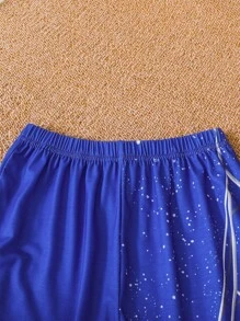 SHEIN Tween Boy Soccer & Letter Graphic Tee & Shorts - Blue - View 3