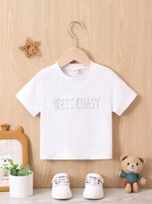 寶寶男孩字母凹凸感t恤 - 白色 - 查看 1