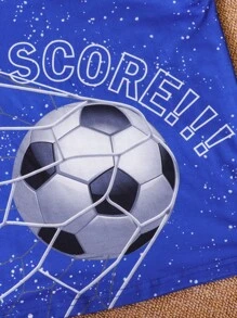 SHEIN Tween Boy Soccer & Letter Graphic Tee & Shorts - Blue - View 6