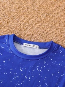 SHEIN Tween Boy Soccer & Letter Graphic Tee & Shorts - Blue - View 7