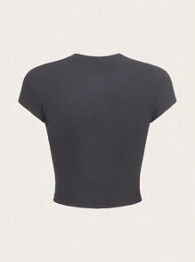 SHEIN ICON Figure Graphic Crop Tee - Grey - View 3