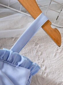 嬰兒蝴蝶貼花前蝴蝶結打褶吊帶洋裝 - 藍色 - 查看 5