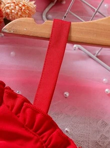 Baby Girl Butterfly Appliques Bow Front Cami Dress - Red - View 4