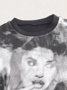 SHEIN ICON Figure Graphic Crop Tee - Grey - View 5