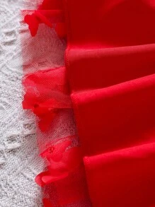 Baby Girl Butterfly Appliques Bow Front Cami Dress - Red - View 7