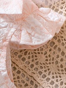 Đầm em bé Nơ Bướm Xù Nút màu trơn - Màu Hồng baby - Xem 5