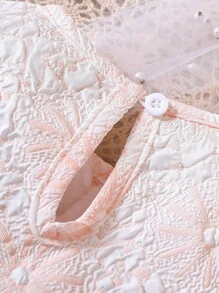 Đầm em bé Nơ Bướm Xù Nút màu trơn - Màu Hồng baby - Xem 6