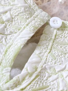 Baby Floral Jacquard Ruffle Trim Dress With Bag - Mint Green - View 6