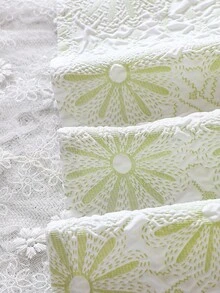 Baby Floral Jacquard Ruffle Trim Dress With Bag - Mint Green - View 8