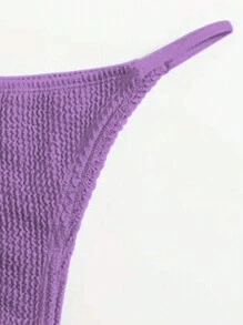 SHEIN Swim Bộ Bikini Nữ màu trơn - Màu tím - Xem 3