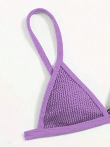 SHEIN Swim Bộ Bikini Nữ màu trơn - Màu tím - Xem 4