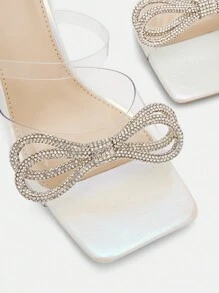 Women'S Transparent Tpu High Heels With Diamond Flower Decorated Toe Strap, Summer - White - View 10