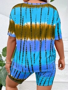 SHEIN LUNE Bộ thời trang Plus Size Cà vạt nhuộm Giải trí - Nhiều màu - Xem 2