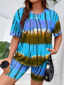 SHEIN LUNE Bộ thời trang Plus Size Cà vạt nhuộm Giải trí - Nhiều màu - Xem 4