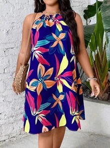 SHEIN Holidaya Đầm Plus Size Buộc lại Thực vật Boho - Nhiều màu - Xem 6
