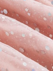 SHEIN MOD Kích thước lớn Của phụ nữ Màu hồng Kim sa Lưới Retro Xếp li Đầm - Hồng - Xem 4