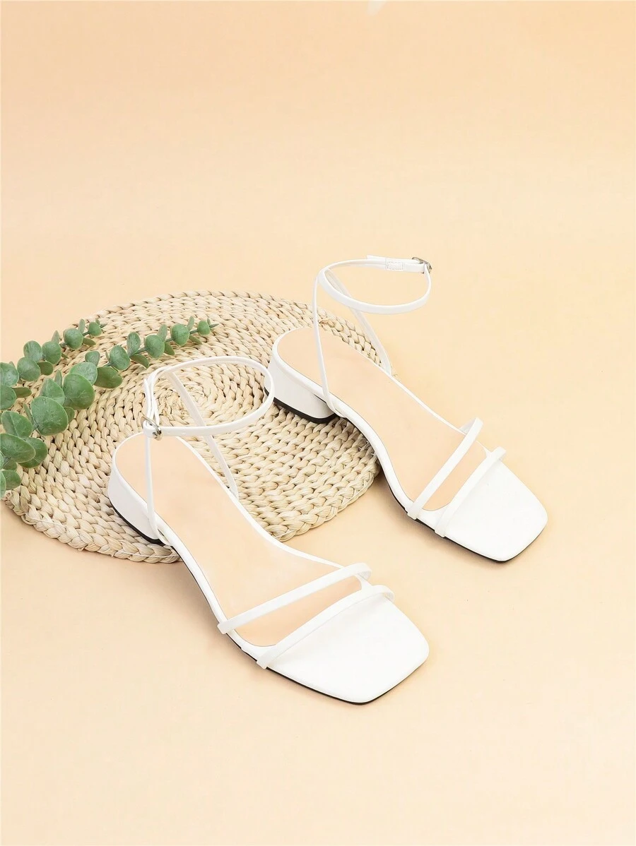 Xăng-đan cao gót dáng rộng quai ngang mắt cá chân cho nữ, Xăng-đan cao gót màu trắng trang nhã - trắng - Xem 1