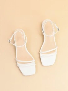 Xăng-đan cao gót dáng rộng quai ngang mắt cá chân cho nữ, Xăng-đan cao gót màu trắng trang nhã - trắng - Xem 7