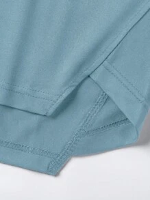 Manfinity Hypemode Áo thun & Áo lót Nam Dây kéo màu trơn Giải trí - Màu xanh bụi bặm - Xem 5