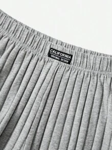 SHEIN EZwear Letter Patched Detail Crop Tank Top & Shorts - Light Grey - View 4