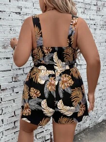 SHEIN LUNE Jumpsuits Plus Size Thắt lưng Túi Trọn gói Nhiệt đới Boho - Nhiều màu - Xem 2