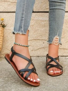 新品到貨後帶時尚女士平底涼鞋,女士們黑色平底涼鞋