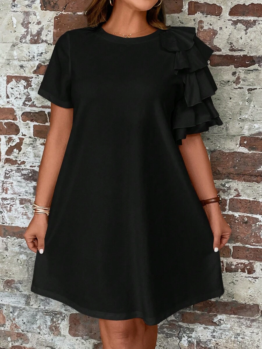 SHEIN Clasi Plus 1pc Ruffle Trim Dress