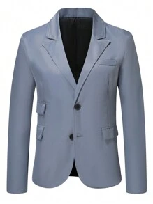 Manfinity Hypemode Men 1pc Lapel Collar Flap Pocket Button Front Blazer