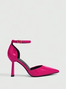 Giày cao gót Nữ màu trơn Dây đeo mắt cá chân Mốt - Màu Hồng Tươi - Xem 3