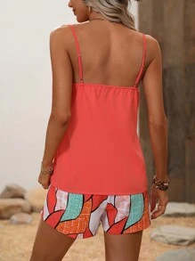 Breezaya 吊帶上衣和圖案印花短褲 - 彩色 - 查看 2