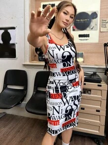 SHEIN Unity Letter Graphic Bodycon Dress - Multicolor - View 2