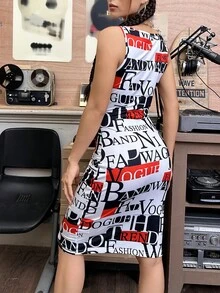 SHEIN Unity Letter Graphic Bodycon Dress - Multicolor - View 3