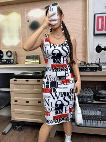 SHEIN Unity Letter Graphic Bodycon Dress - Multicolor - View 1