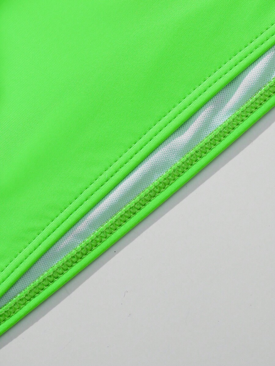 SHEIN Swim Curve Plus Neon Ruched Bikini Bottom Bathing Suit For Summer