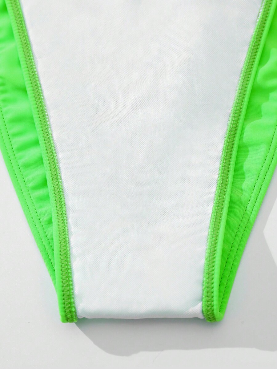 SHEIN Swim Curve Plus Neon Ruched Bikini Bottom Bathing Suit For Summer