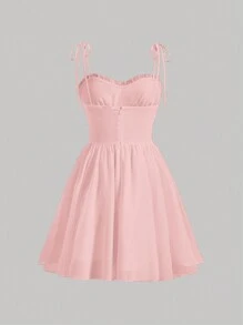 SHEIN MOD Solid Frill Trim Cami Dress - Baby Pink - View 2
