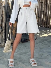 DAZY 拼接細節百慕大牛仔短褲