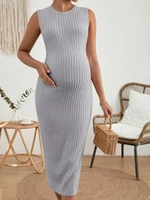 SHEIN 孕婦條紋針織背心洋裝 - 淺灰色 - 查看 1