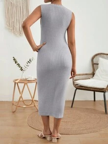 SHEIN 孕婦條紋針織背心洋裝 - 淺灰色 - 查看 2