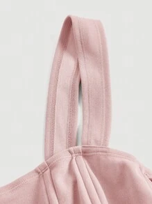 SHEIN MOD Lace Up Side Curved Hem Wide Straps Top - Baby Pink - View 4