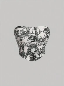 SHEIN MOD áo nữ kích thước lớn Bất đối xứng Con số Baroque Giải trí - Nhiều màu - Xem 1
