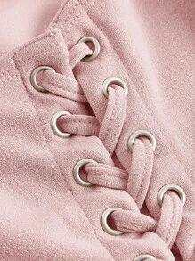 SHEIN MOD Lace Up Side Curved Hem Wide Straps Top - Baby Pink - View 5