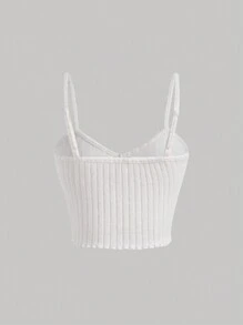 SHEIN MOD White Summer Top Lettuce Trim Cami Top