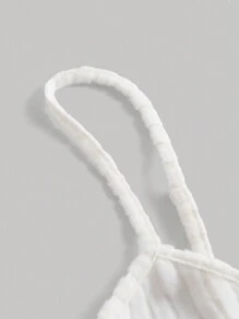 SHEIN MOD White Summer Top Lettuce Trim Cami Top