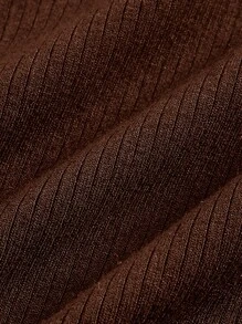 SHEIN MOD Cut Out Mock Neck Tee - Coffee Brown - View 5