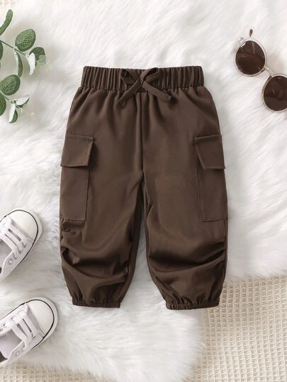 SHEIN 男婴实用抽绳裤，休闲街头风格必备品