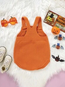Baby Girl 1pc Halloween Pattern Knit Bodysuit - Orange - View 2