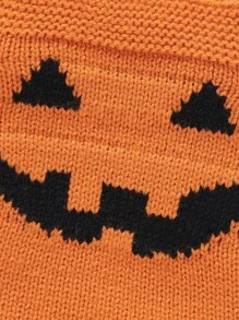 Baby Girl 1pc Halloween Pattern Knit Bodysuit - Orange - View 4